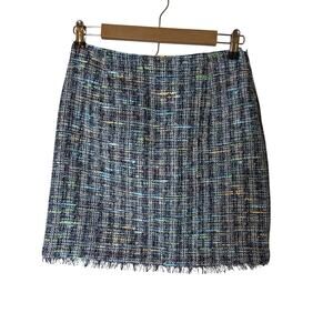 CLAUDIE PIERLOT Blue Multicolor Designer Short Tweed Skirt SZ Fr 36  US Small/4)